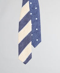 Textured Stripe and Dot Pointed End Bow Tie