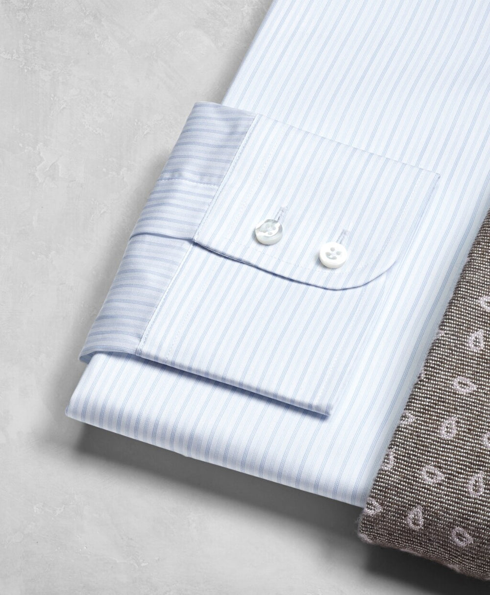 Golden Fleece® Milano Slim-Fit Dress Shirt, English Collar Two-Tone Alternating-Stripe