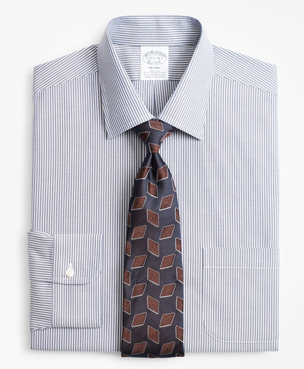 Stretch Regent Fitted Dress Shirt, Non-Iron Narrow Ground Stripe