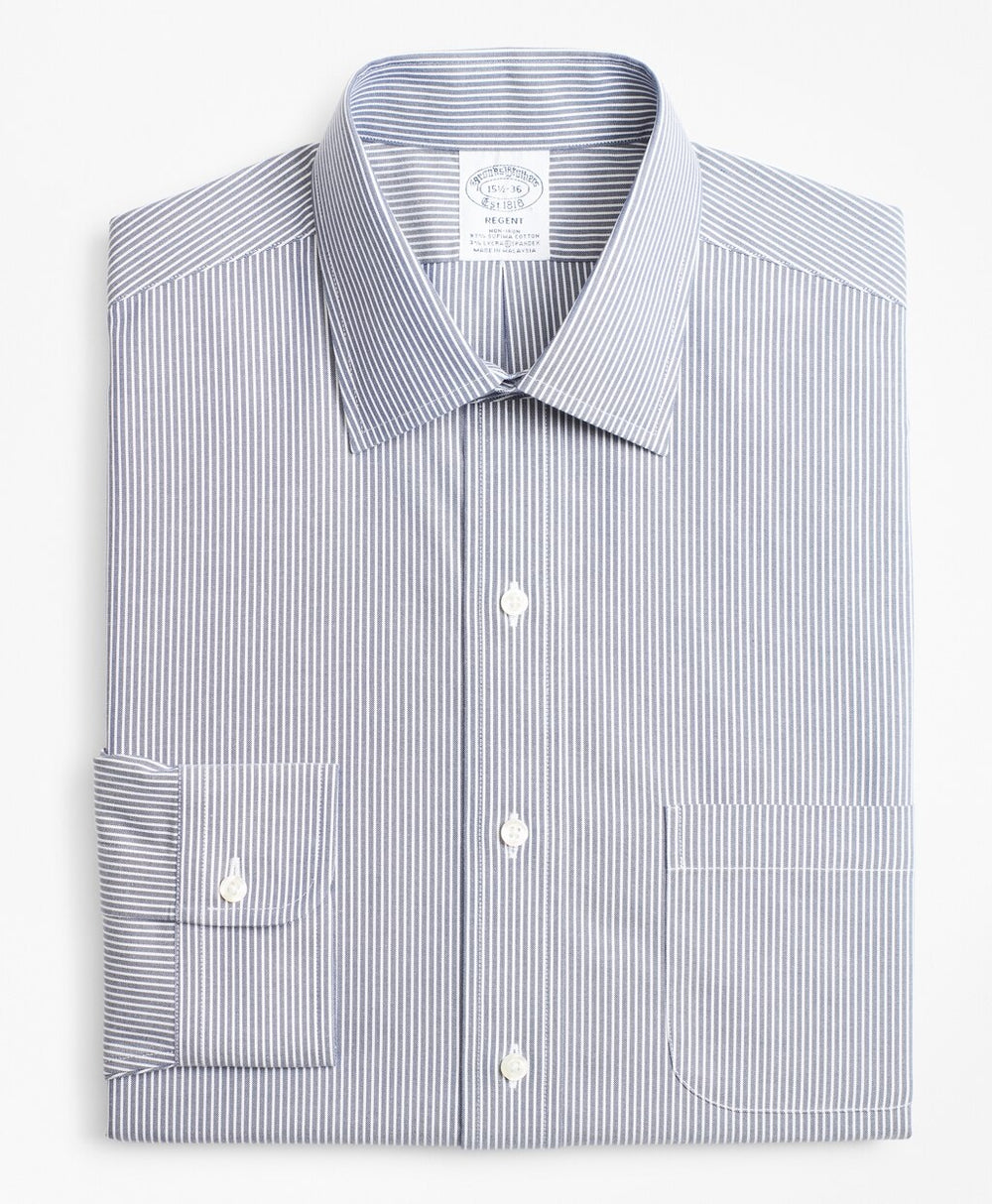 Stretch Regent Fitted Dress Shirt, Non-Iron Narrow Ground Stripe