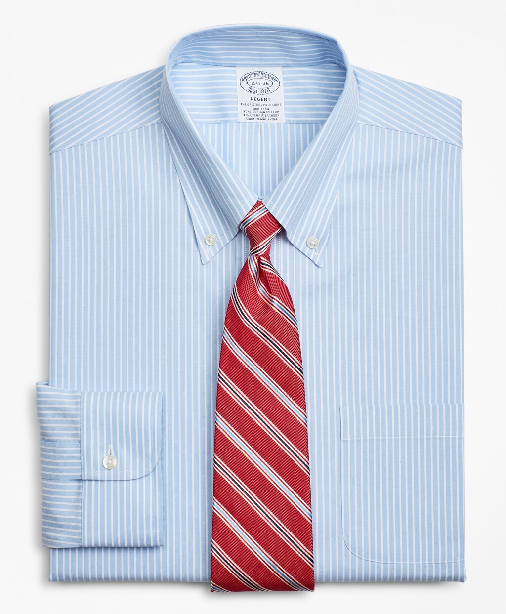 Stretch Regent Fitted Dress Shirt, Non-Iron Stripe