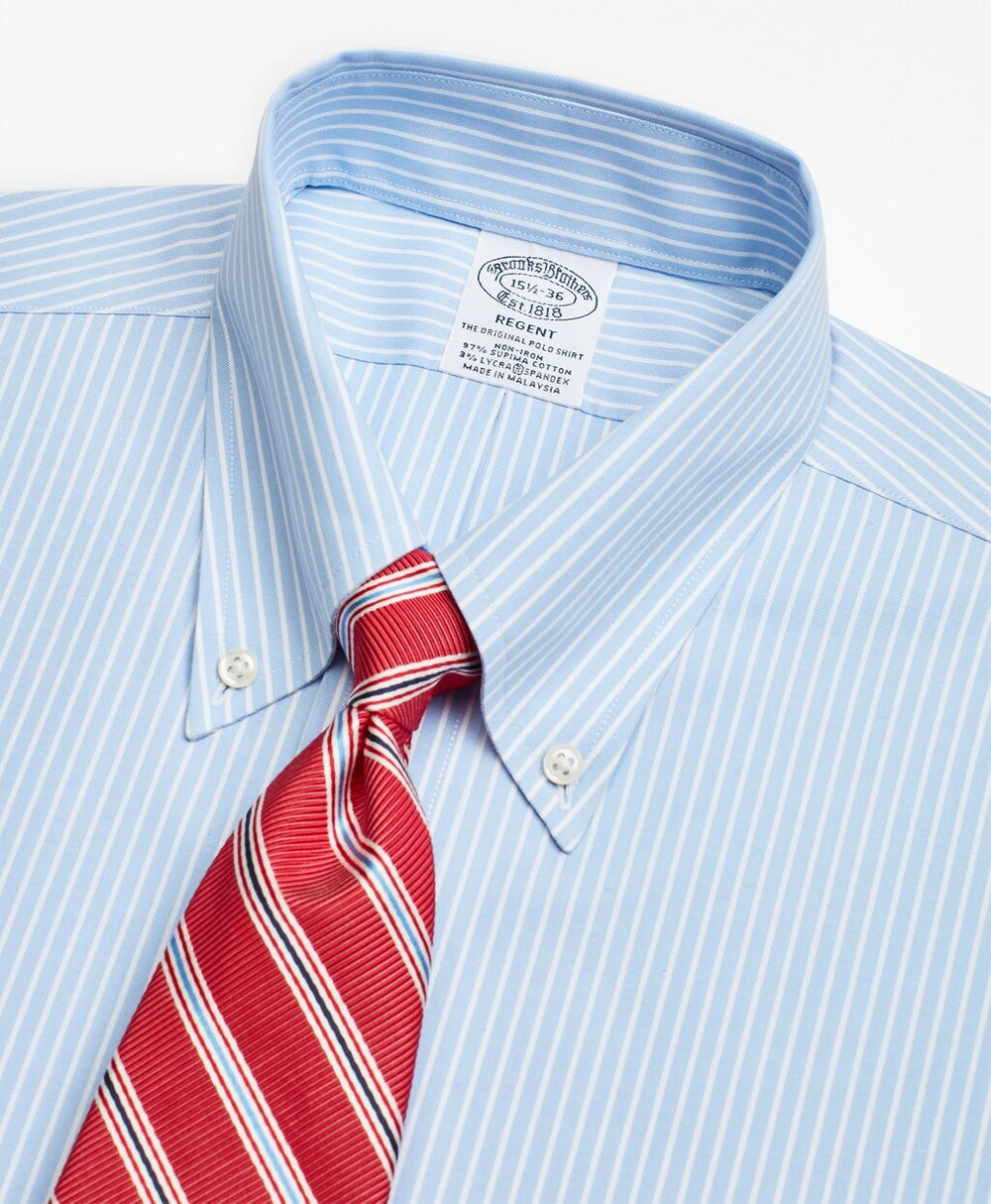 Stretch Regent Fitted Dress Shirt, Non-Iron Stripe