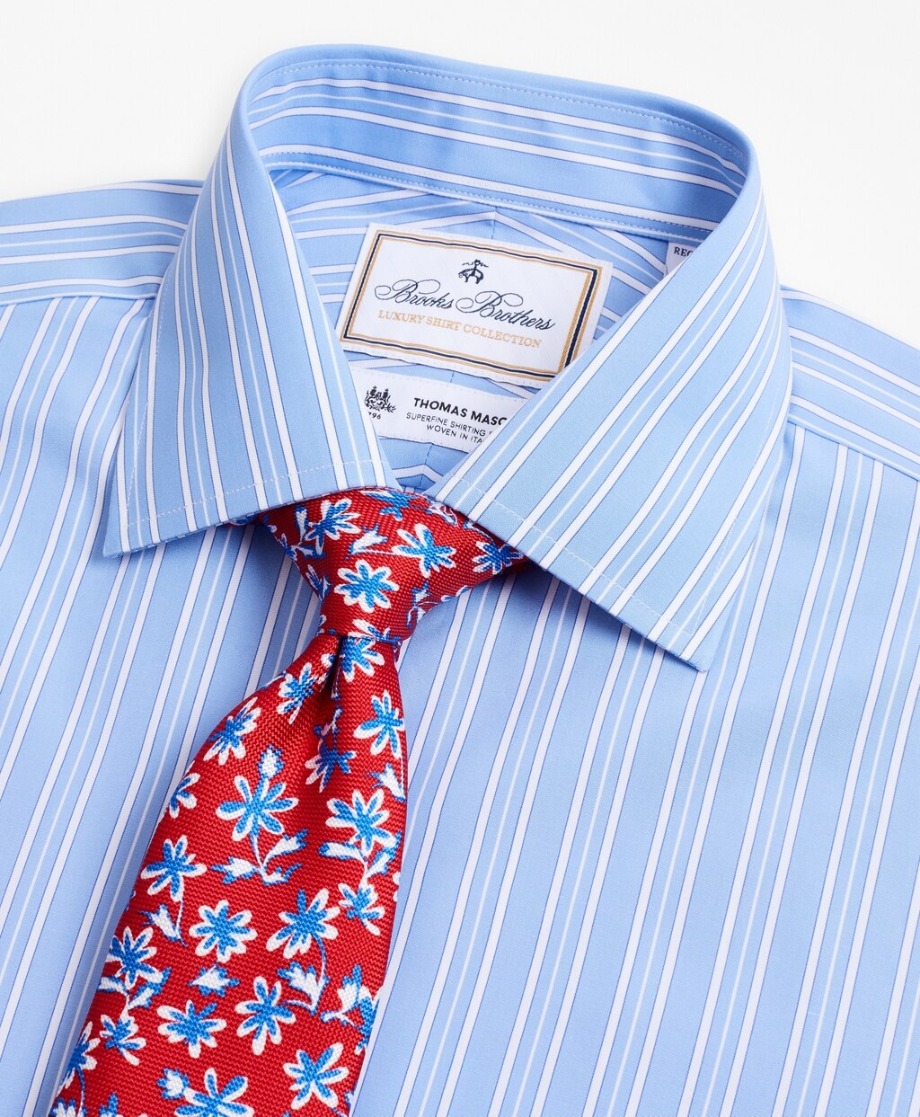 Luxury Collection Regent Fitted Dress Shirt, Franklin Spread Collar Ribbon Stripe