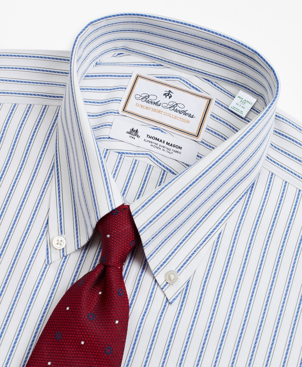 Luxury Collection Milano Slim-Fit Dress Shirt, Button-Down Collar Stripe
