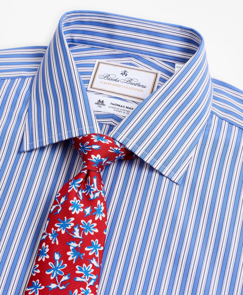 Luxury Collection Milano Slim-Fit Dress Shirt, Franklin Spread Collar Outline Stripe