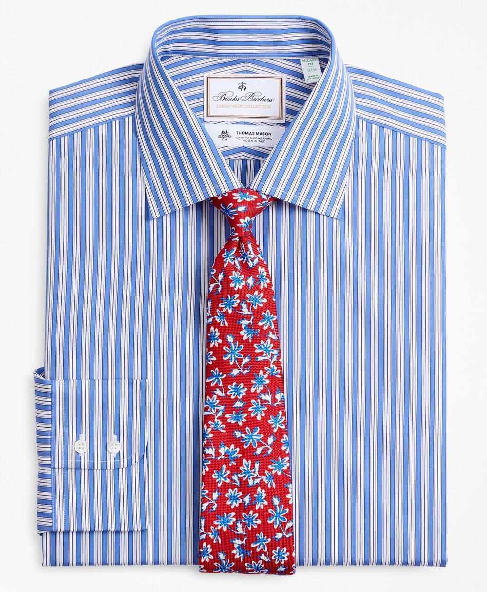 Luxury Collection Milano Slim-Fit Dress Shirt, Franklin Spread Collar Outline Stripe