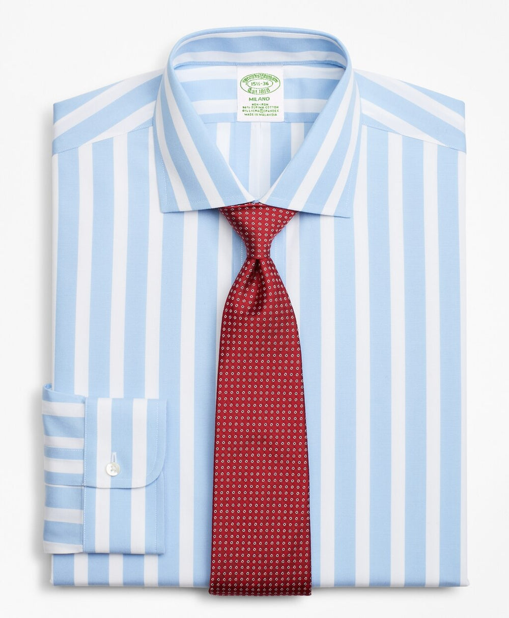 Stretch Milano Slim-Fit Dress Shirt, Non-Iron Bold Stripe