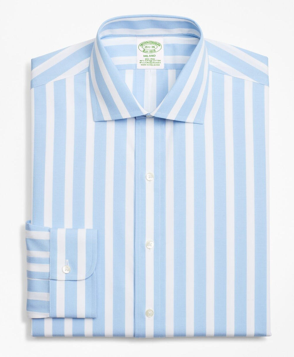 Stretch Milano Slim-Fit Dress Shirt, Non-Iron Bold Stripe
