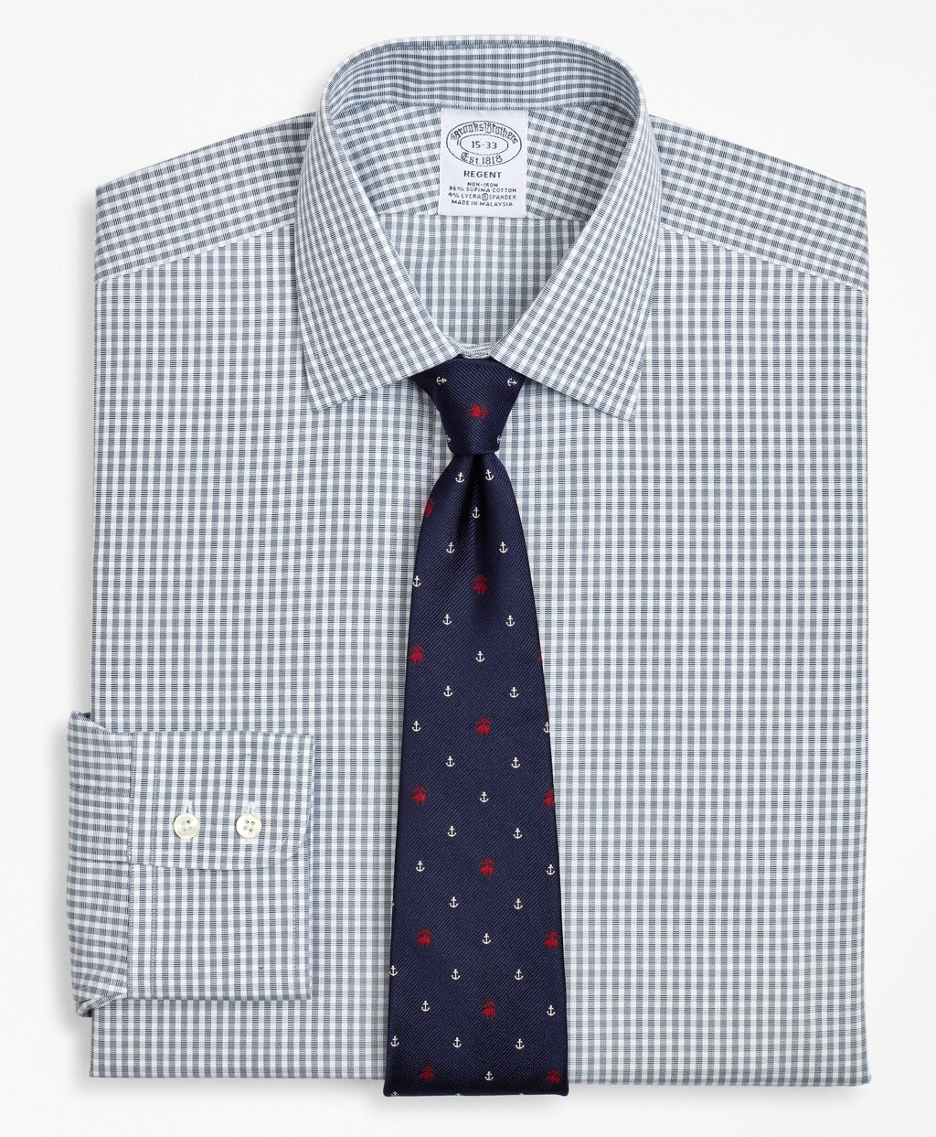 Stretch Regent Fitted Dress Shirt, Non-Iron Double-Windowpane