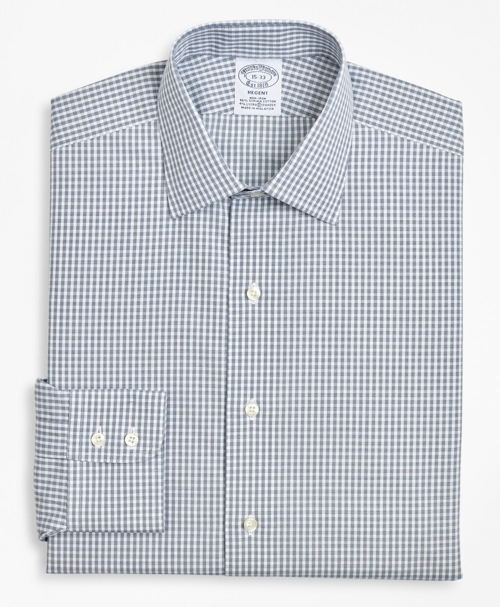 Stretch Regent Fitted Dress Shirt, Non-Iron Double-Windowpane