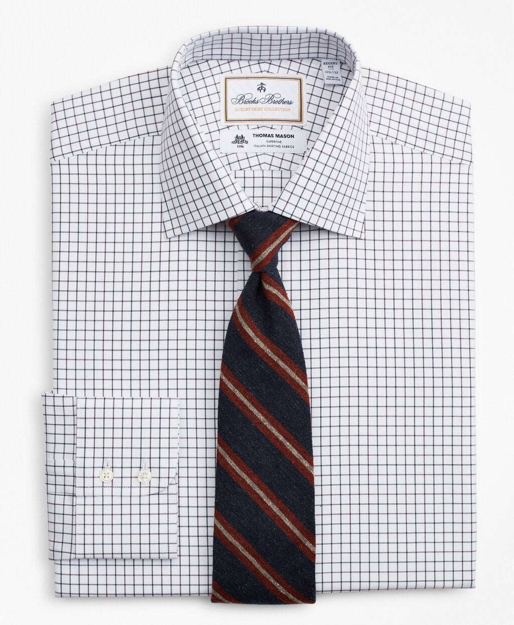 Luxury Collection Regent Fitted Dress Shirt, Franklin Spread Collar Fine Windowpane