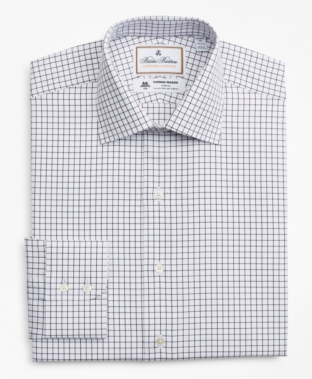 Luxury Collection Regent Fitted Dress Shirt, Franklin Spread Collar Fine Windowpane