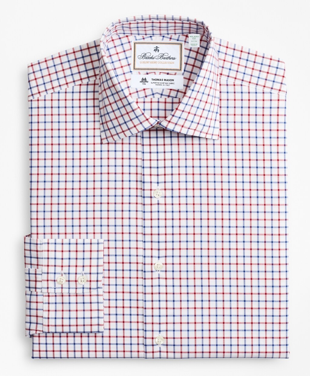 Luxury Collection Milano Slim-Fit Dress Shirt, Franklin Spread Collar Bold Windowpane