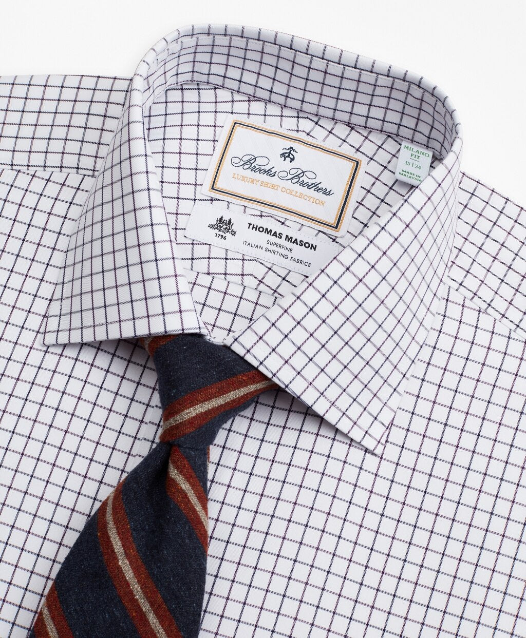 Luxury Collection Milano Slim-Fit Dress Shirt, Franklin Spread Collar Fine Windowpane