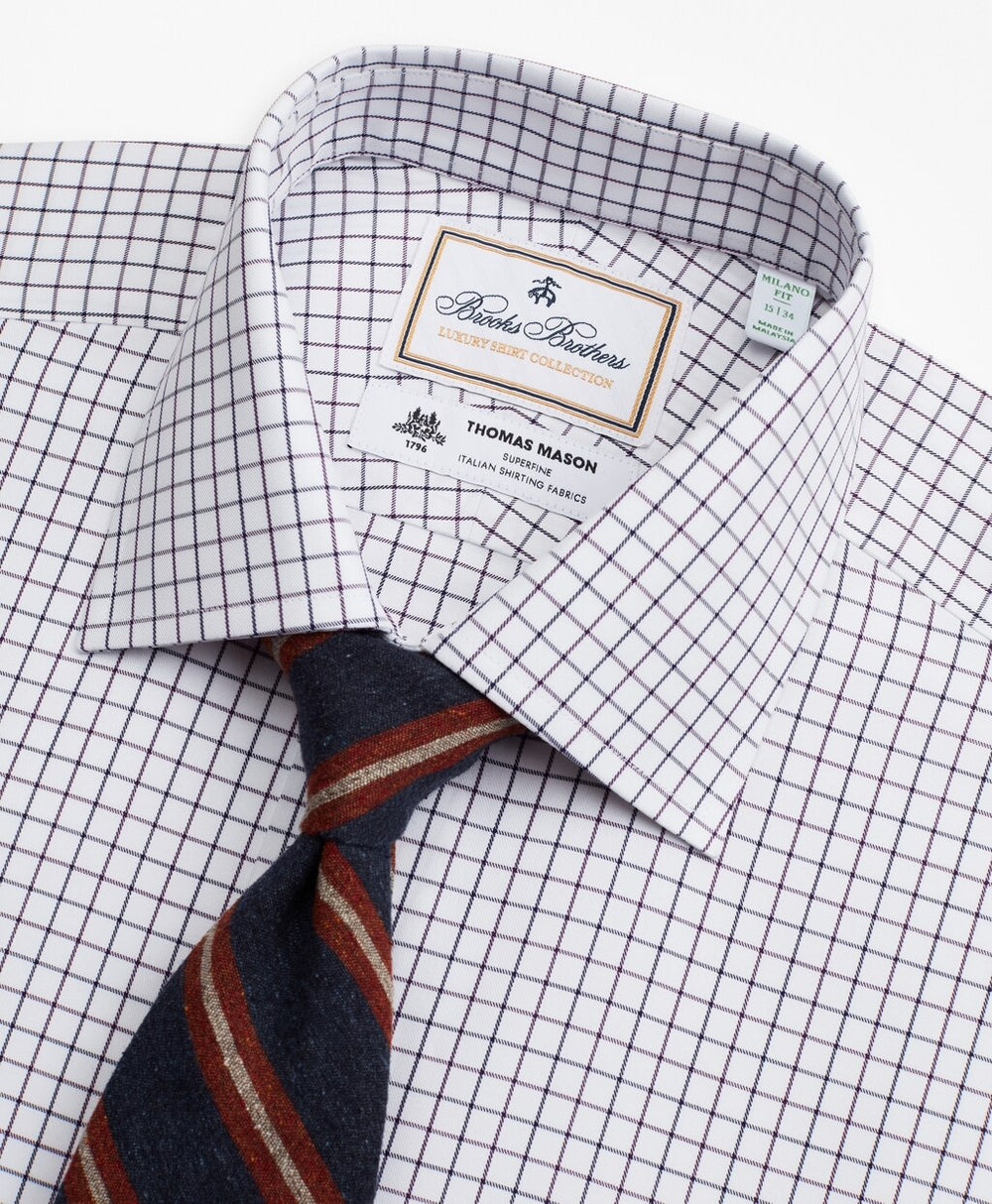 Luxury Collection Milano Slim-Fit Dress Shirt, Franklin Spread Collar Fine Windowpane