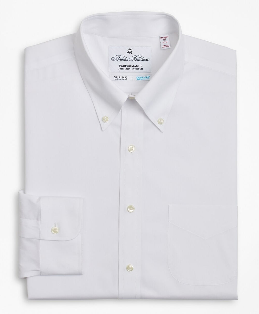 Madison Classic-Fit Dress Shirt, Performance Non-Iron with COOLMAX®, Button-Down Collar Broadcloth