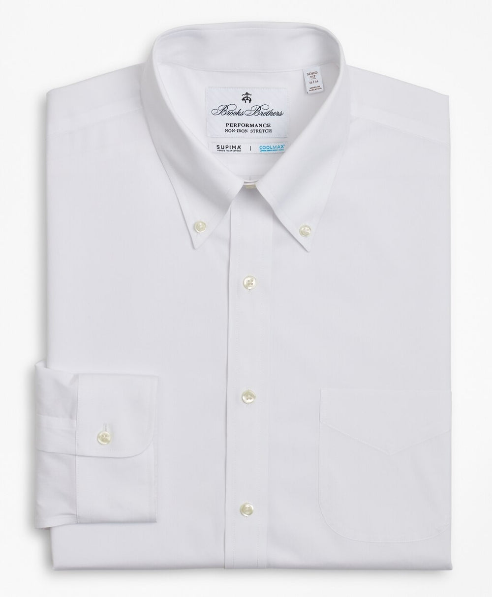 Soho Extra-Slim Fit Dress Shirt, Performance Non-Iron with COOLMAX®, Button-Down Collar Broadcloth