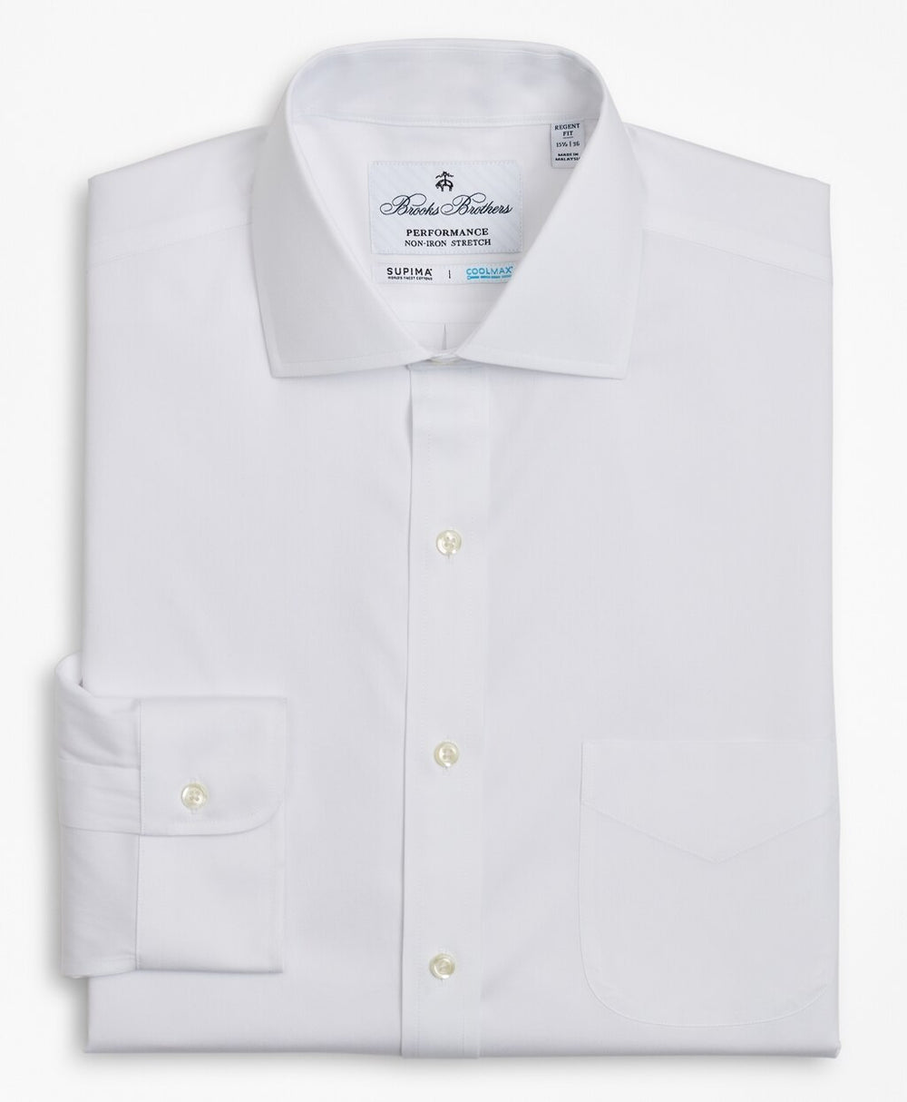 Regent Fitted Dress Shirt, Performance Non-Iron with COOLMAX®, English Spread Collar Broadcloth