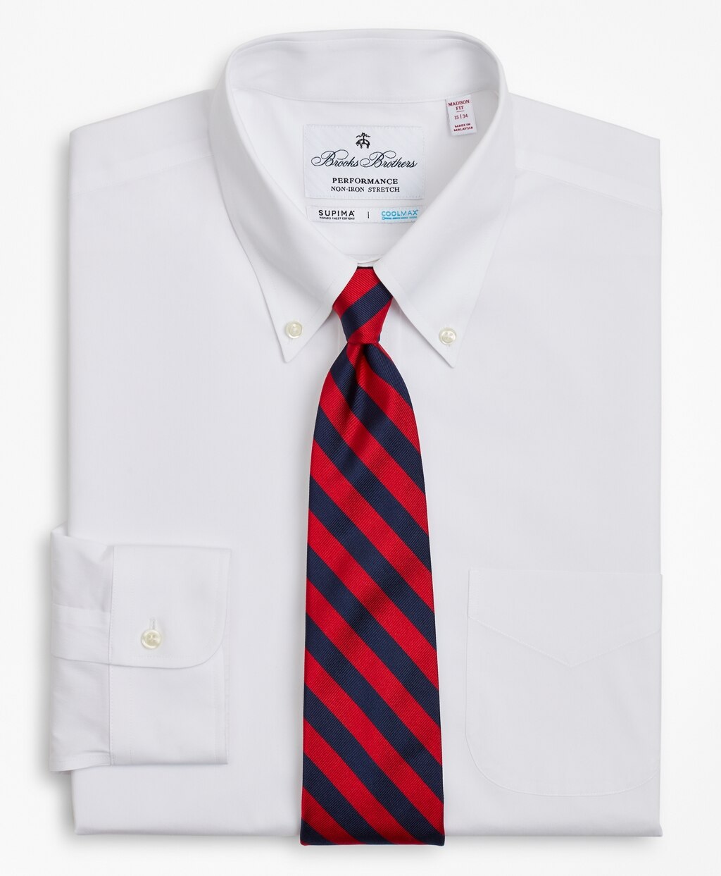 Madison Classic-Fit Dress Shirt, Performance Non-Iron with COOLMAX®, Button-Down Collar Twill