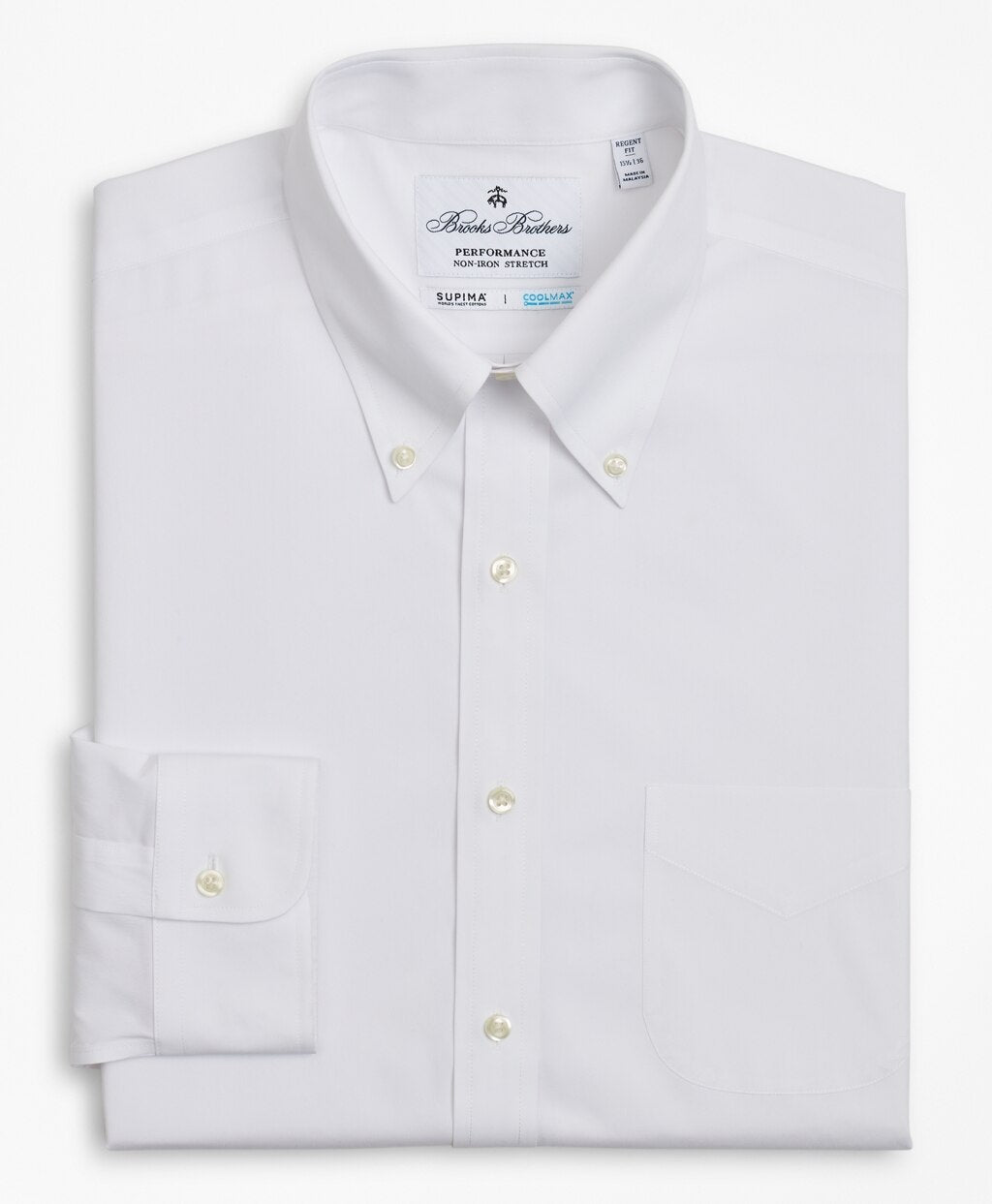 Regent Fitted Dress Shirt, Performance Non-Iron with COOLMAX®, Button-Down Collar Twill