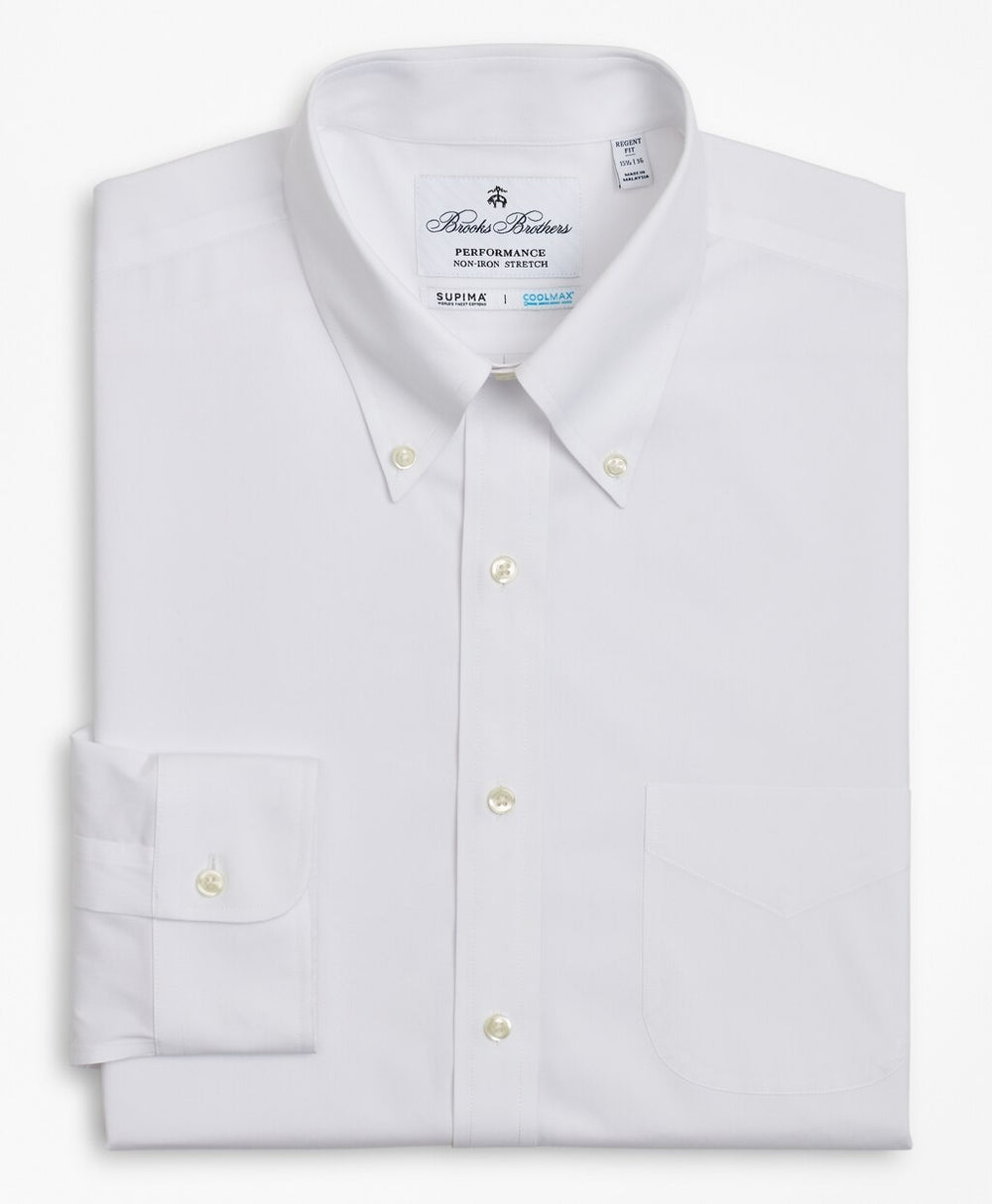 Regent Fitted Dress Shirt, Performance Non-Iron with COOLMAX®, Button-Down Collar Twill