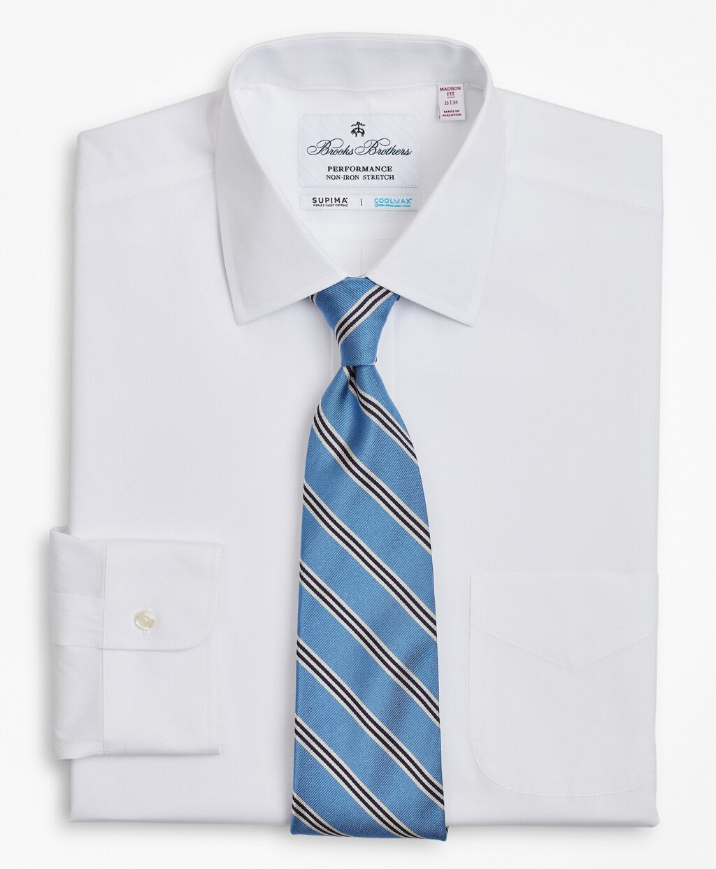 Madison Classic-Fit Dress Shirt, Performance Non-Iron with COOLMAX®, Ainsley Collar Twill