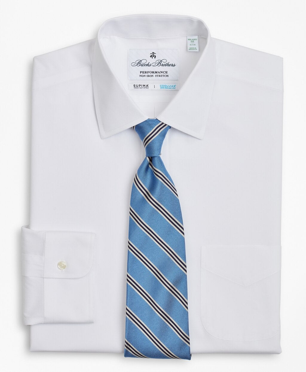Milano Slim Fit Dress Shirt, Performance Non-Iron with COOLMAX®, Ainsley Collar Twill