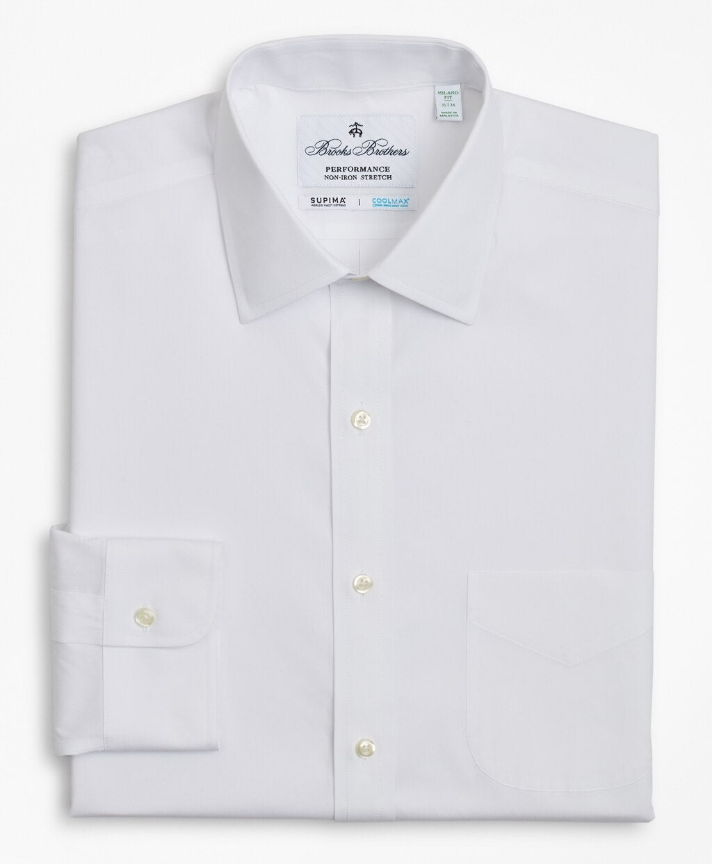Milano Slim Fit Dress Shirt, Performance Non-Iron with COOLMAX®, Ainsley Collar Twill
