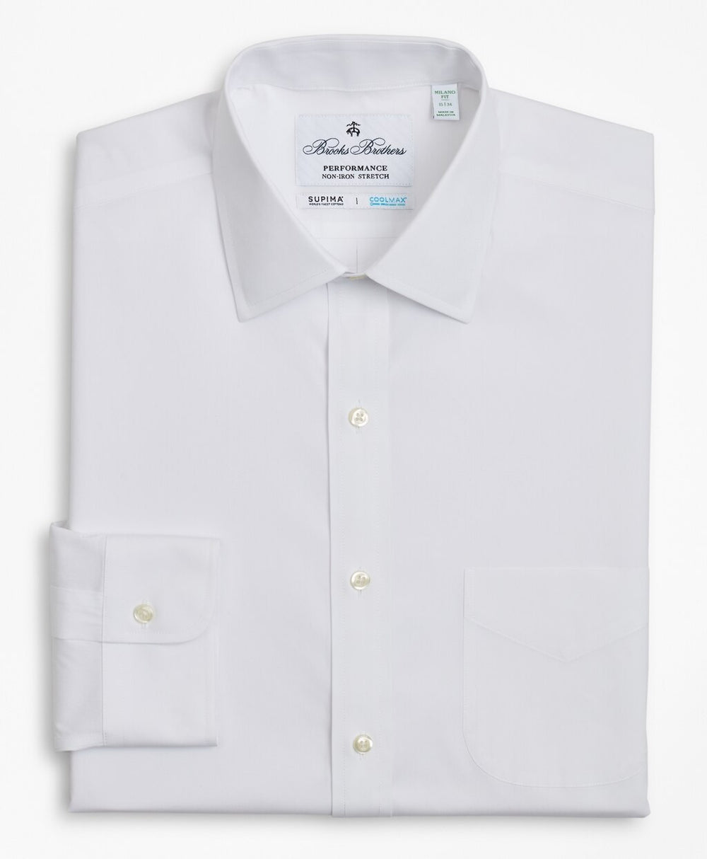 Milano Slim Fit Dress Shirt, Performance Non-Iron with COOLMAX®, Ainsley Collar Twill