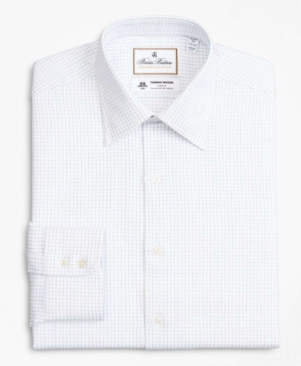 Luxury Collection Regent Fitted Dress Shirt, Franklin Spread Collar Fine Windowpane