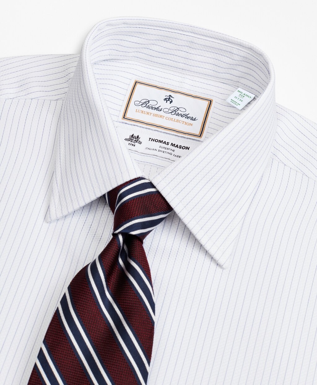 Luxury Collection Milano Slim-Fit Dress Shirt, Franklin Spread Collar Fine Stripe