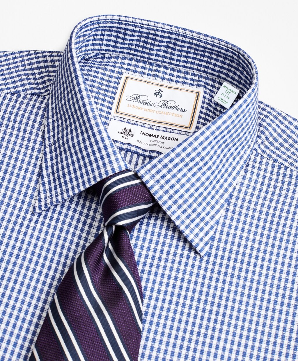 Luxury Collection Milano Slim-Fit Dress Shirt, Franklin Spread Collar Fine Gingham