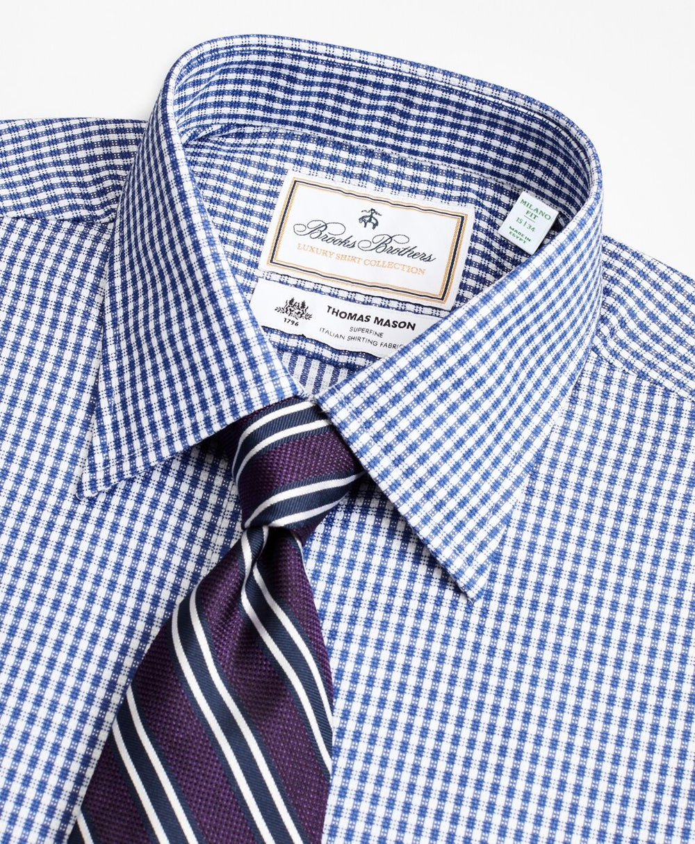 Luxury Collection Milano Slim-Fit Dress Shirt, Franklin Spread Collar Fine Gingham