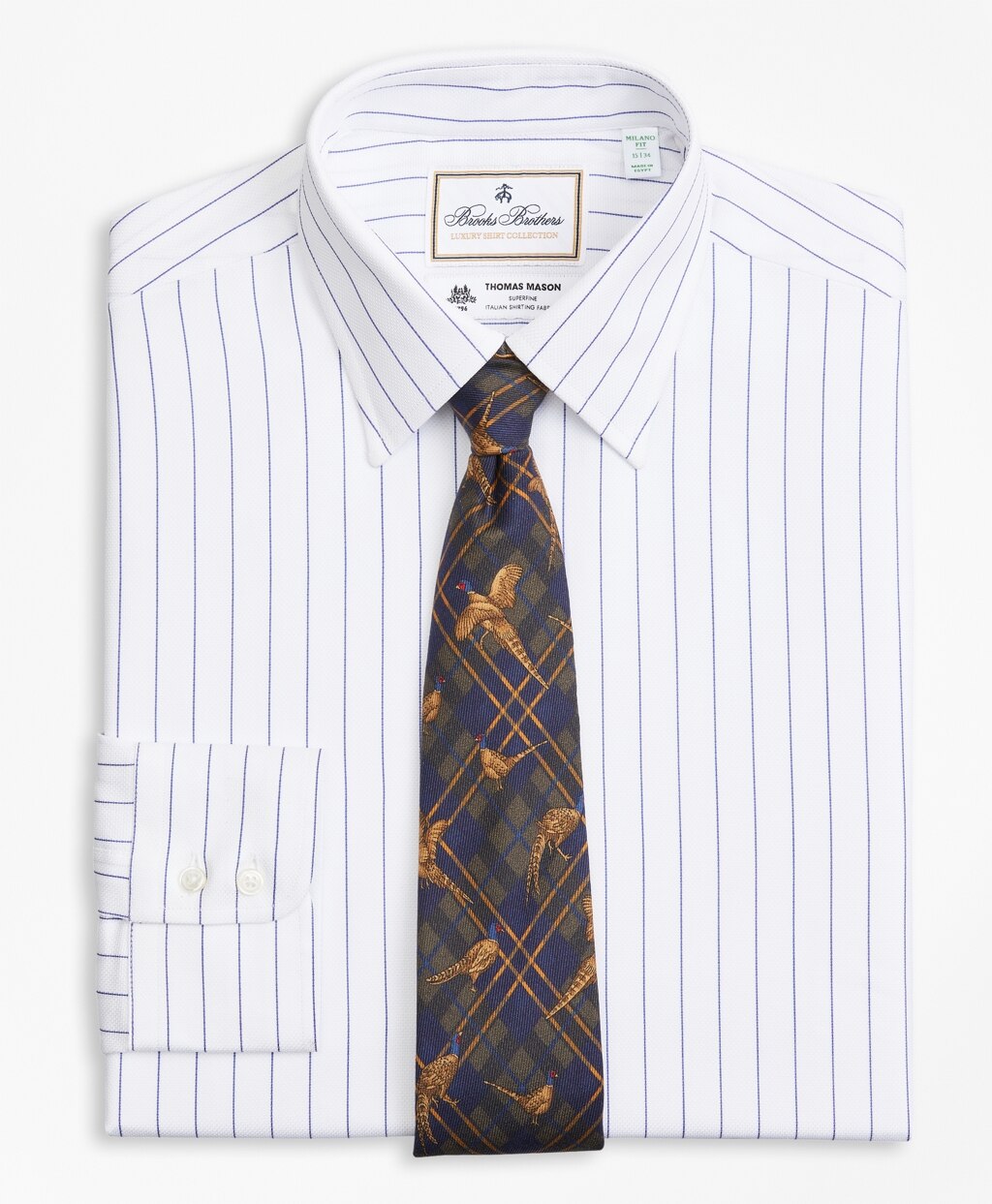 Luxury Collection Milano Slim-Fit Dress Shirt, Franklin Spread Collar Pinstripe