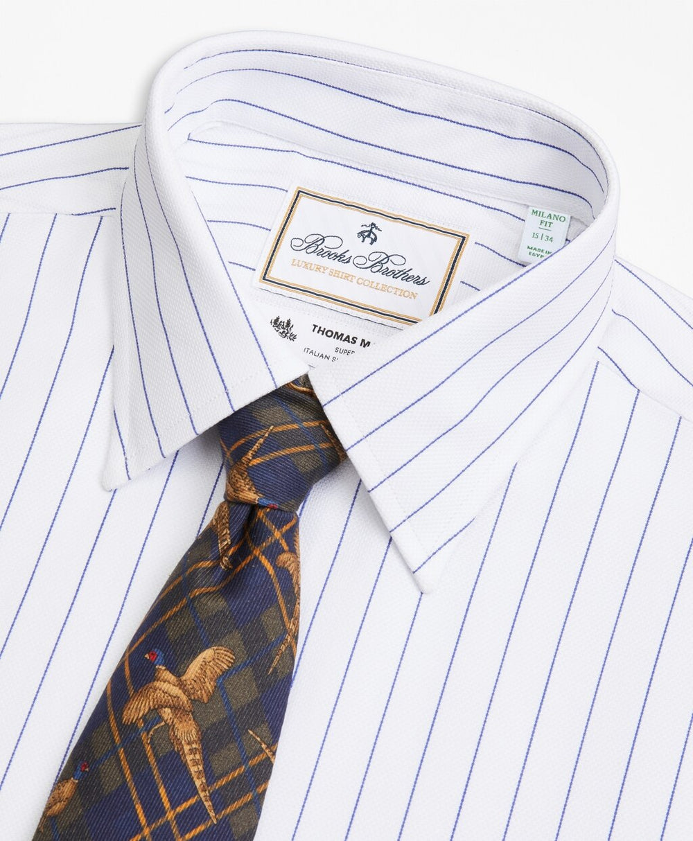 Luxury Collection Milano Slim-Fit Dress Shirt, Franklin Spread Collar Pinstripe