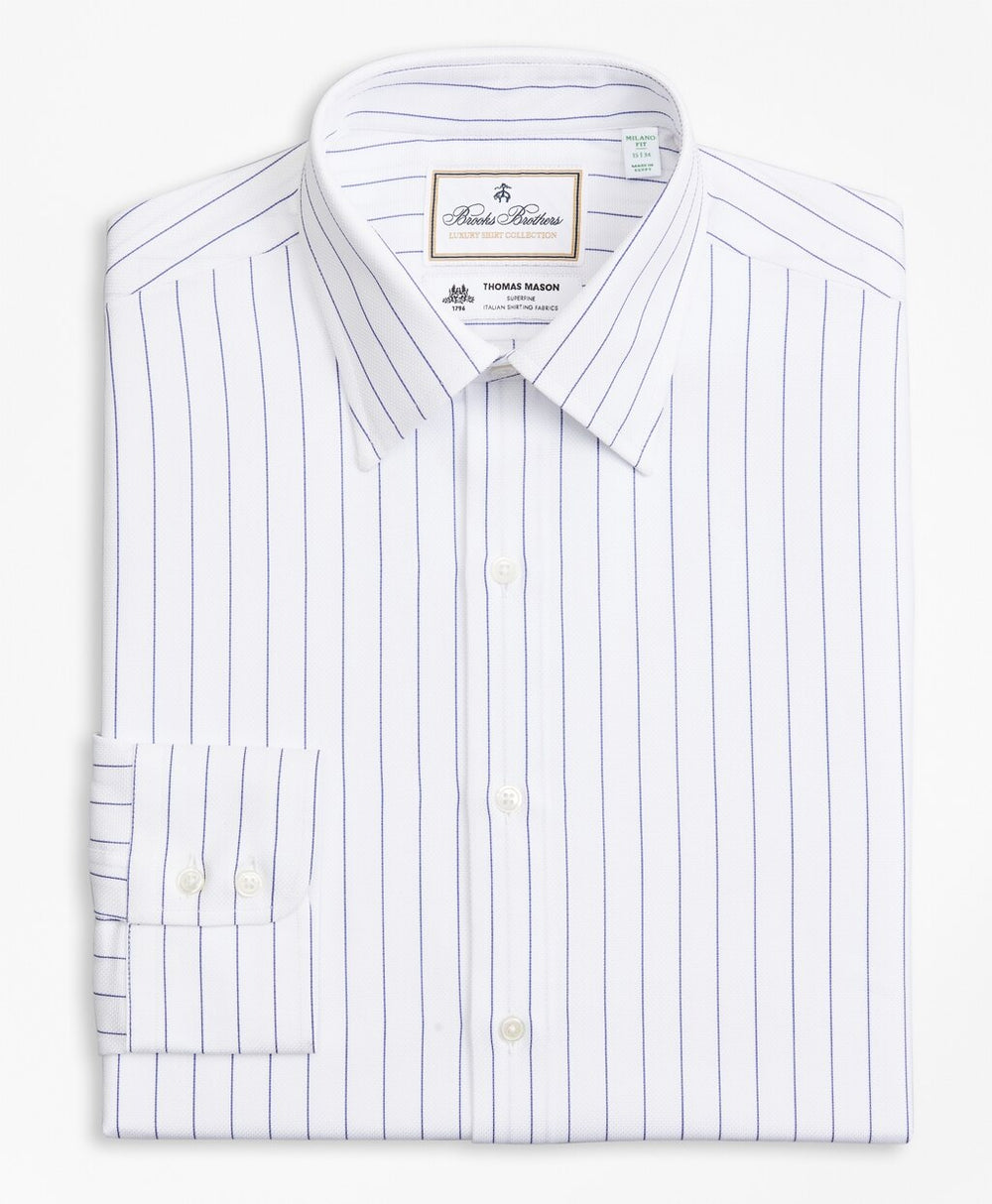 Luxury Collection Milano Slim-Fit Dress Shirt, Franklin Spread Collar Pinstripe