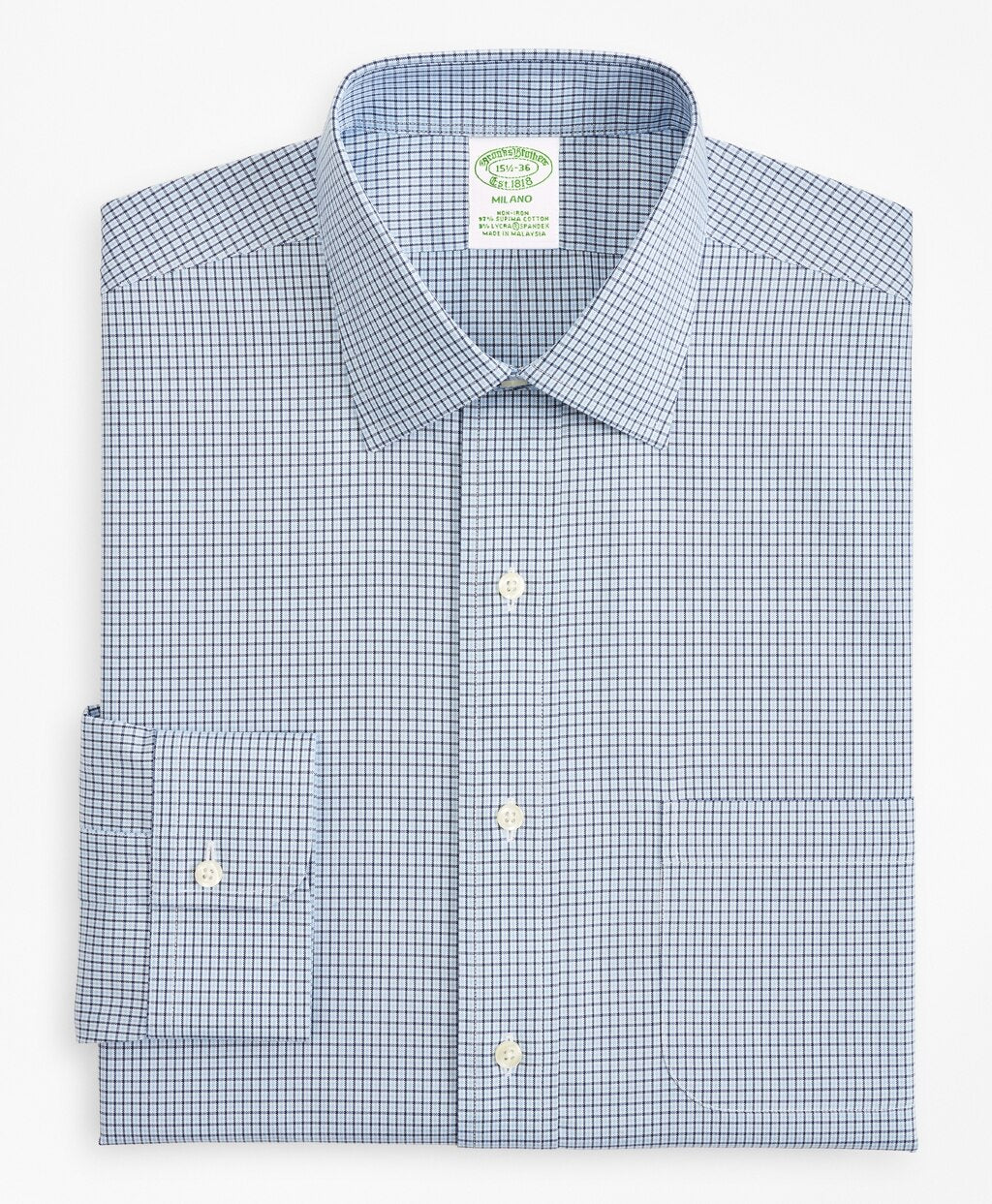 Stretch Milano Slim-Fit Dress Shirt, Non-Iron Check