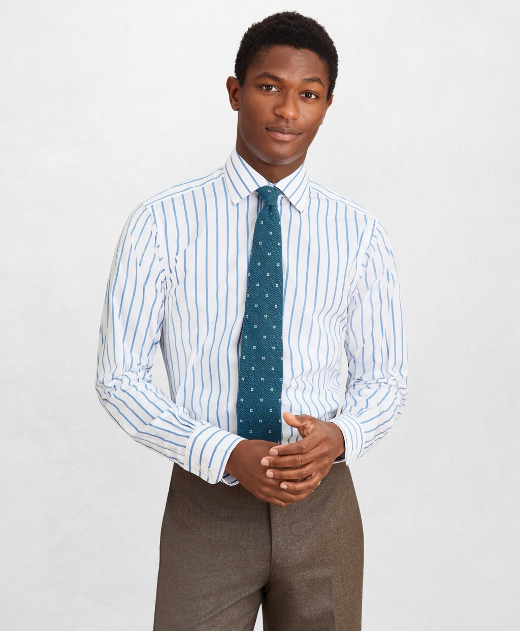 Golden Fleece® Regent Fitted Dress Shirt, English Collar Bold Stripe
