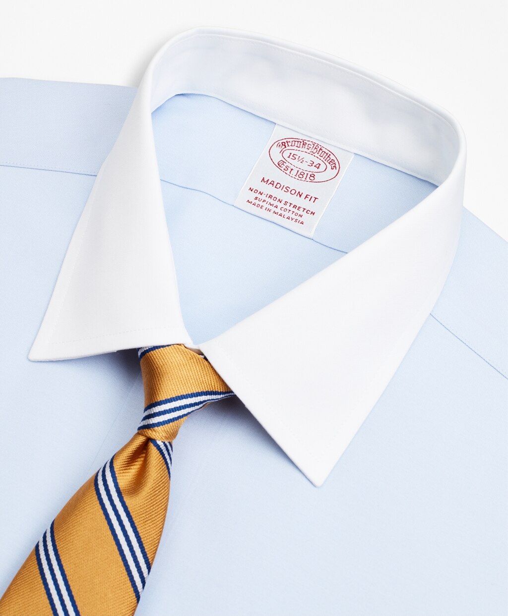 Stretch Madison Classic-Fit Dress Shirt, Non-Iron Pinpoint Contrast Ainsley Collar French Cuff