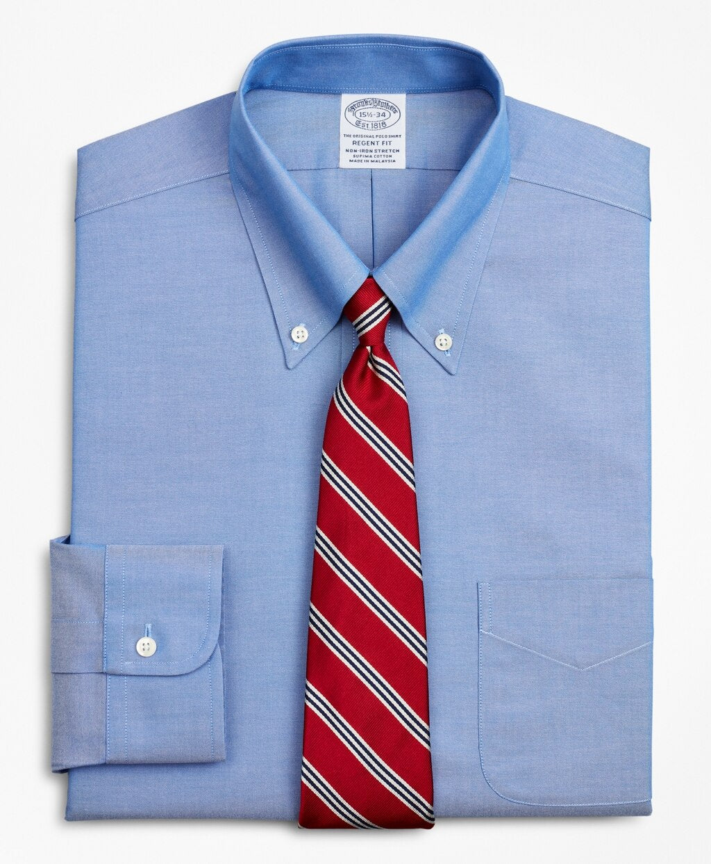 Stretch Regent Fitted Dress Shirt, Non-Iron Pinpoint Button-Down Collar