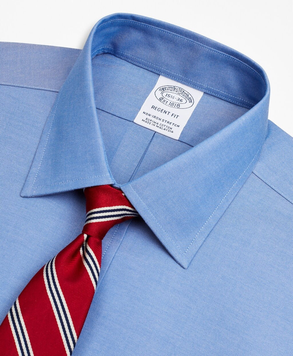 Stretch Regent Fitted Dress Shirt, Non-Iron Pinpoint Ainsley Collar