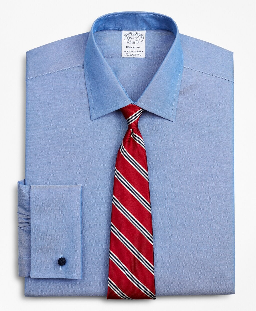 Stretch Regent Fitted Dress Shirt, Non-Iron Pinpoint Ainsley Collar French Cuff Pinpoint