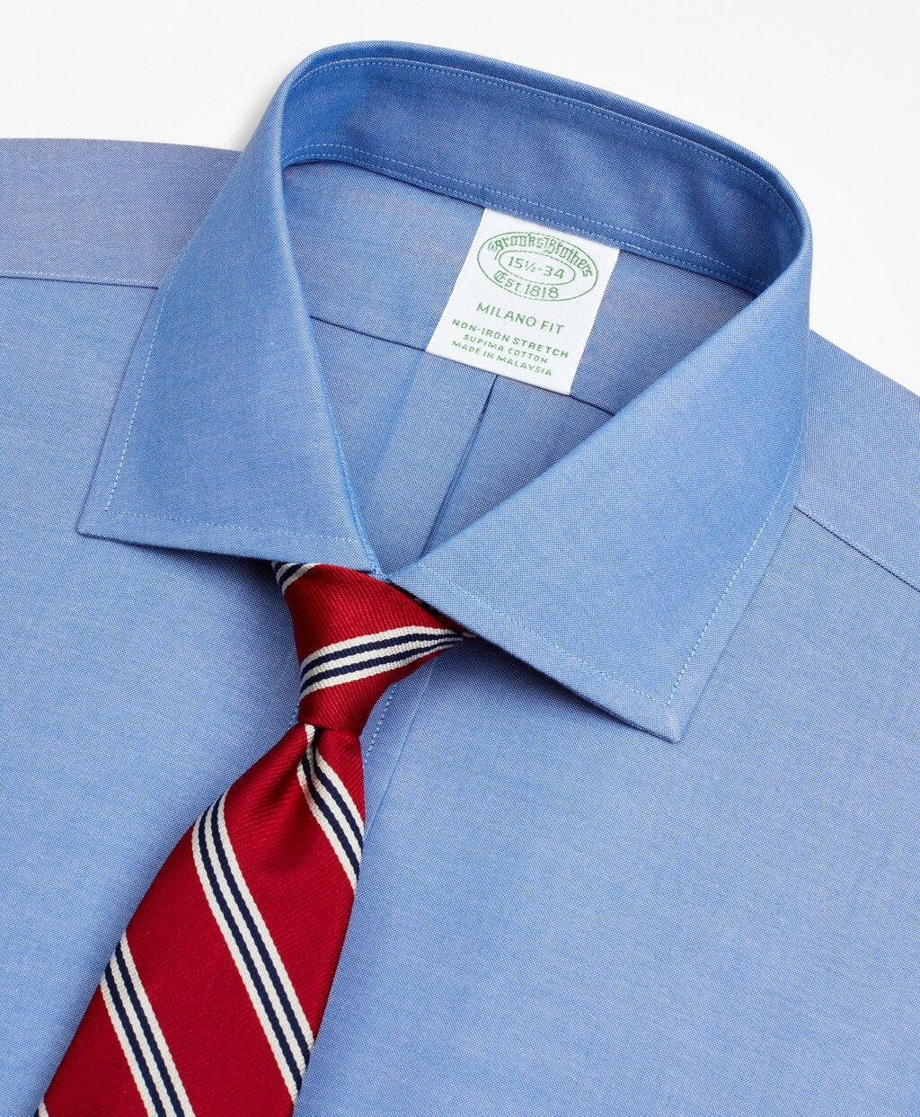 Stretch Milano Slim-Fit Dress Shirt, Non-Iron Pinpoint English Collar