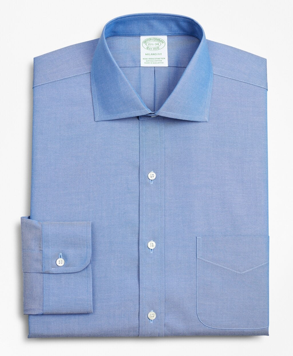 Stretch Milano Slim-Fit Dress Shirt, Non-Iron Pinpoint English Collar