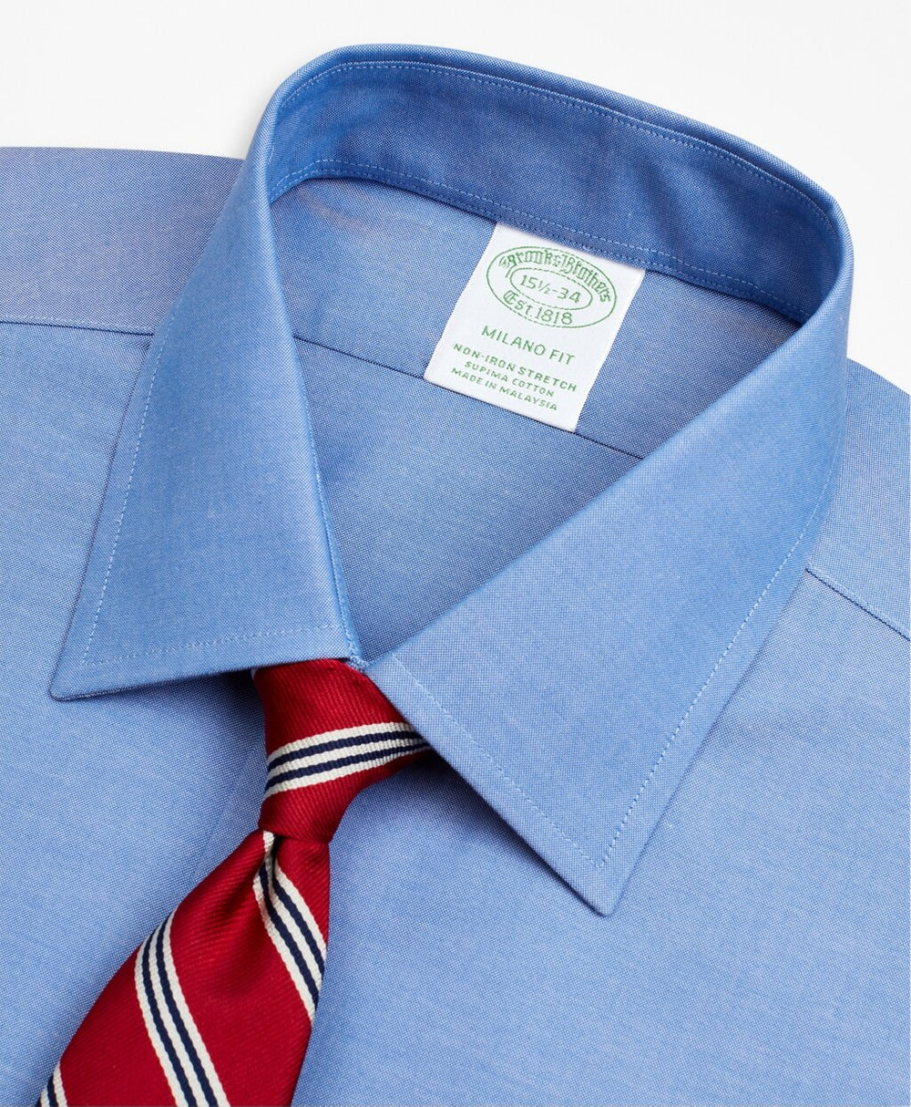 Stretch Milano Slim Fit Dress Shirt, Non-Iron Pinpoint Ainsley Collar French Cuff