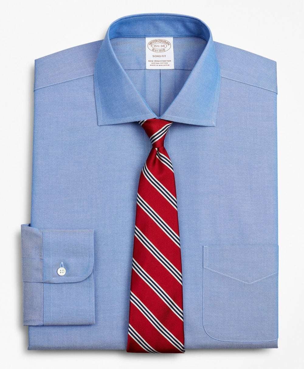 Stretch Soho Extra-Slim-Fit Dress Shirt, Non-Iron Pinpoint English Collar