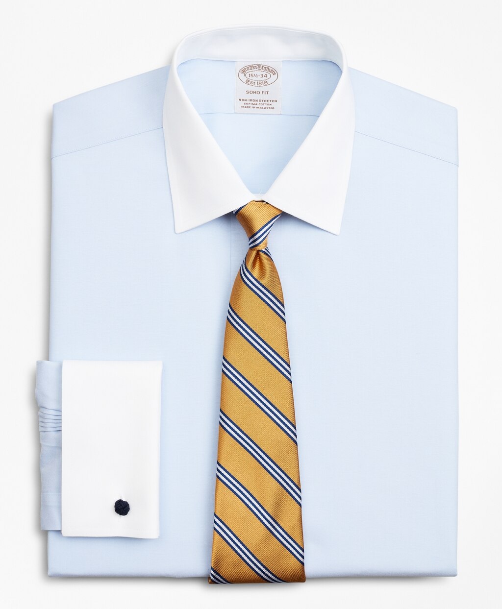 Stretch Soho Extra-Slim-Fit Dress Shirt, Non-Iron Pinpoint Contrast Ainsley Collar French Cuff