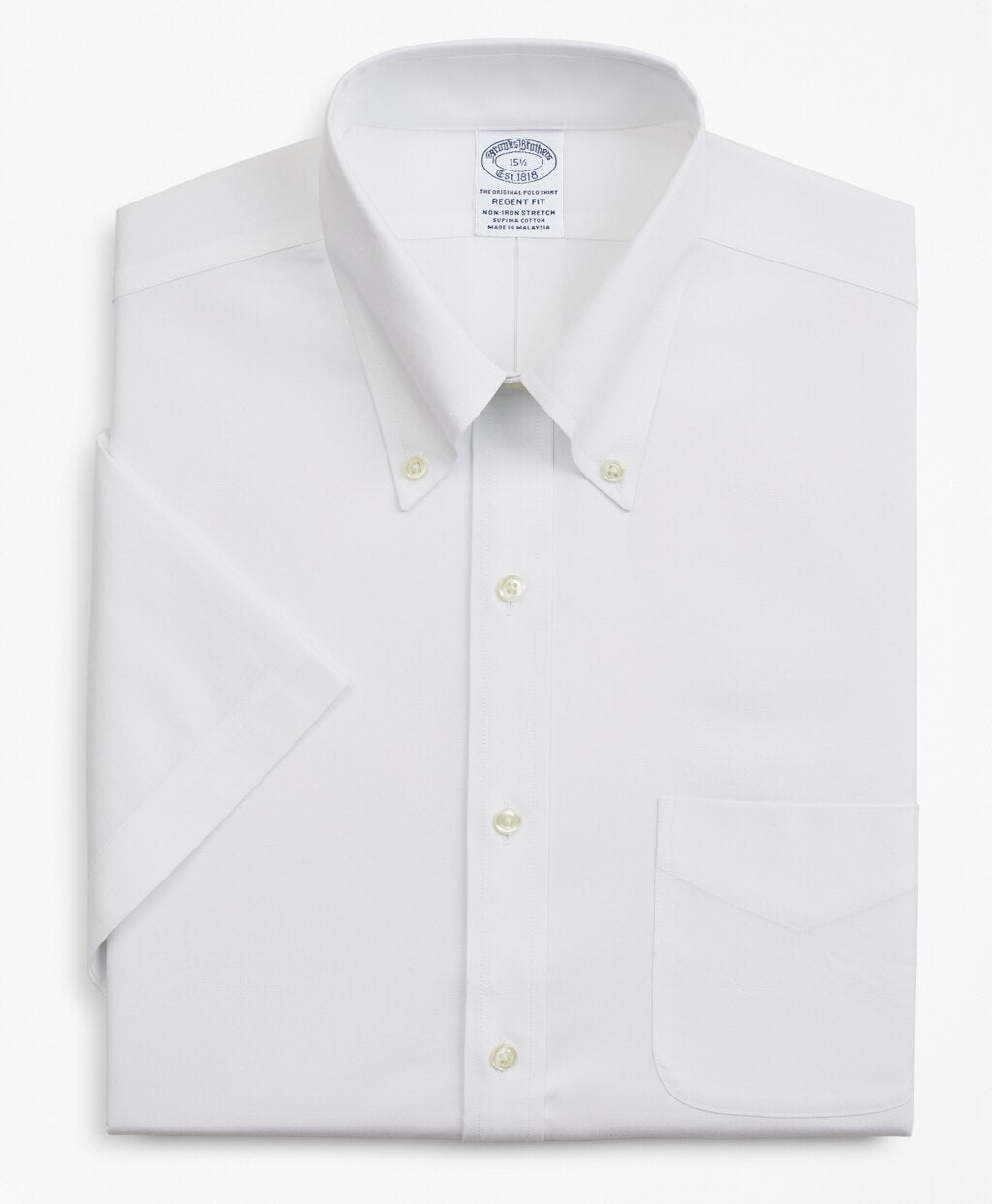 Stretch Regent Fitted Dress Shirt, Non-Iron Pinpoint Short-Sleeve