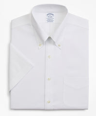 Stretch Regent Fitted Dress Shirt, Non-Iron Pinpoint Short-Sleeve