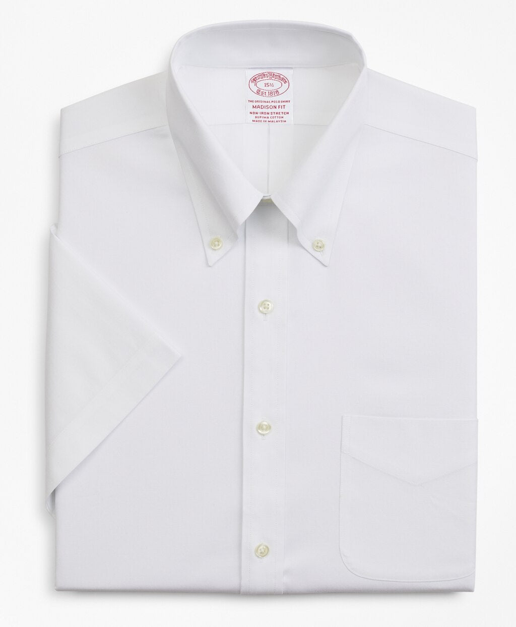 Stretch Madison Classic-Fit Dress Shirt, Non-Iron Pinpoint Short-Sleeve